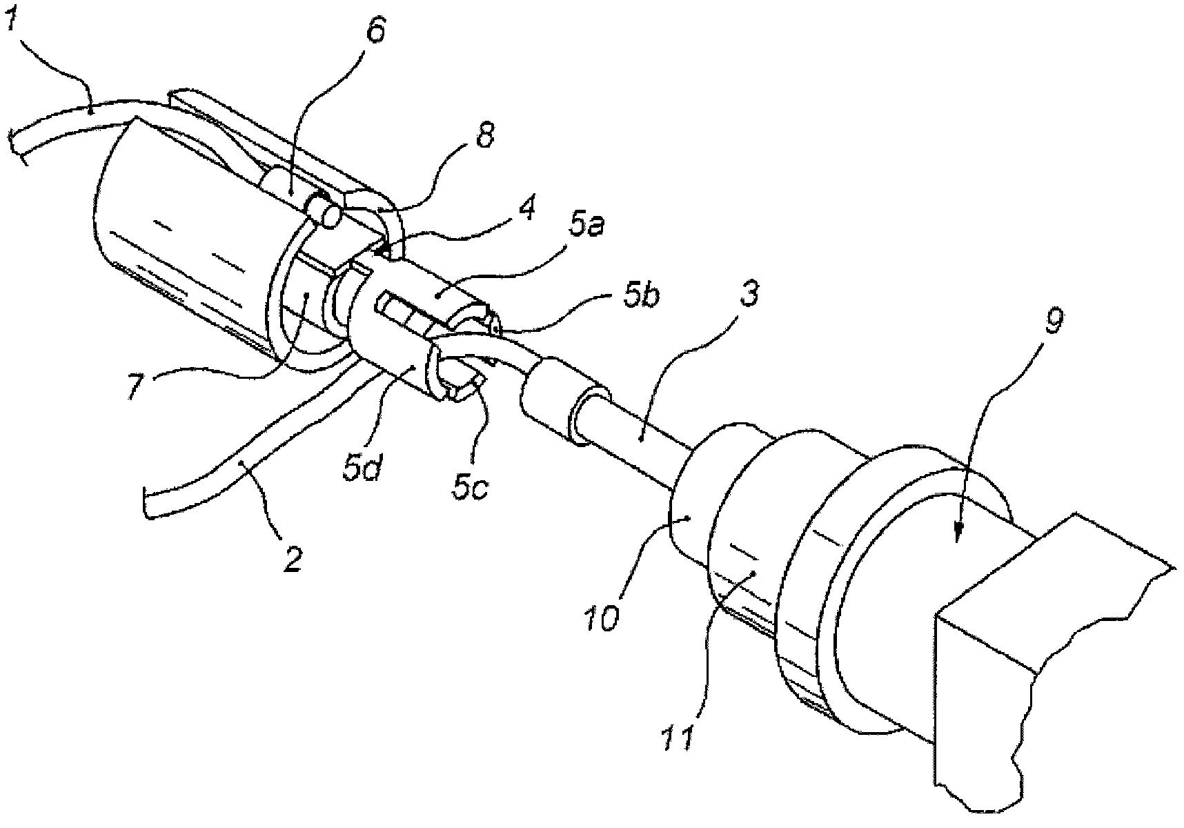 Electrical connection for connecting a thermocouple to the magnet assembly of a safety cock for gas supply