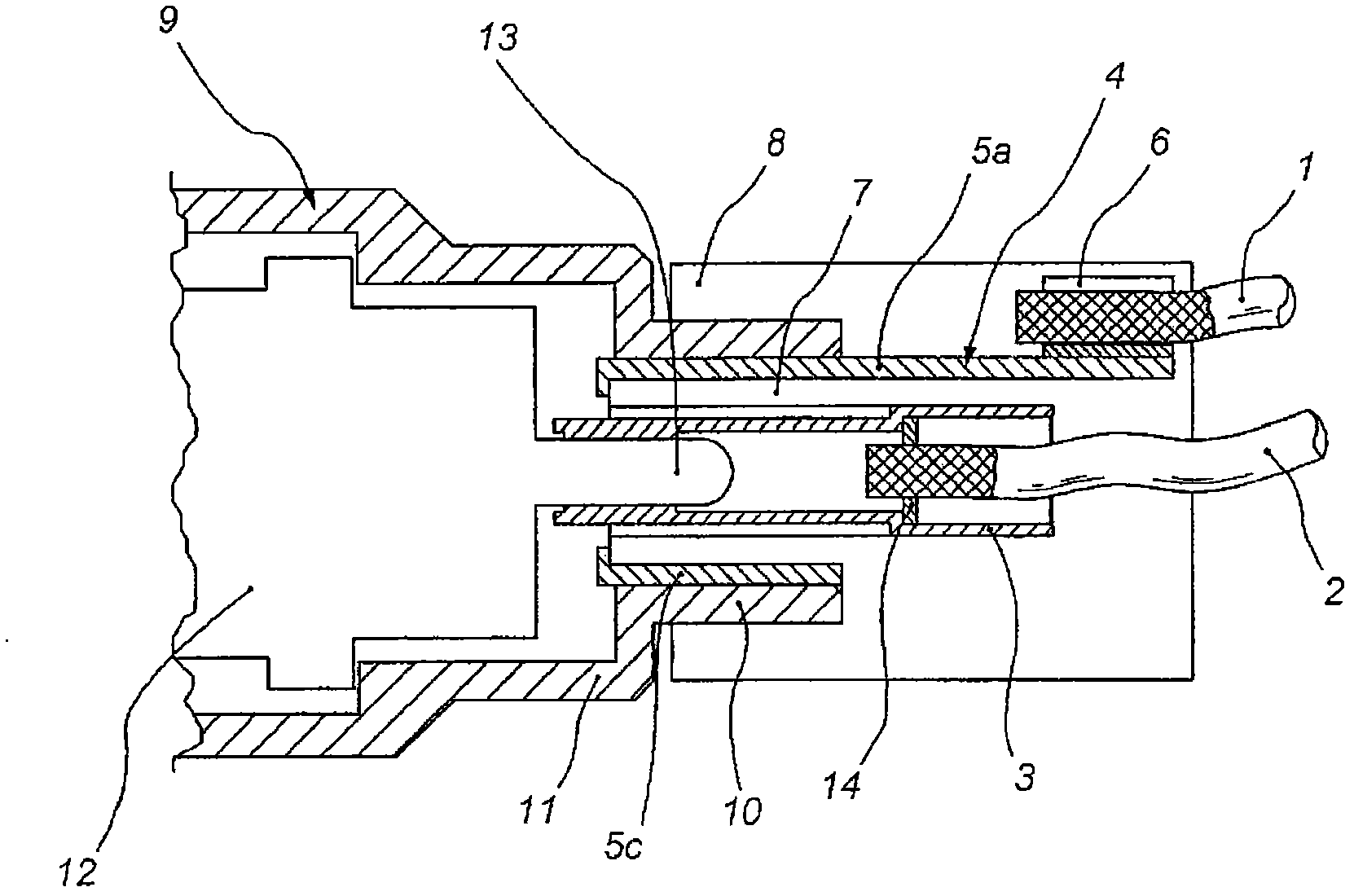 Electrical connection for connecting a thermocouple to the magnet assembly of a safety cock for gas supply