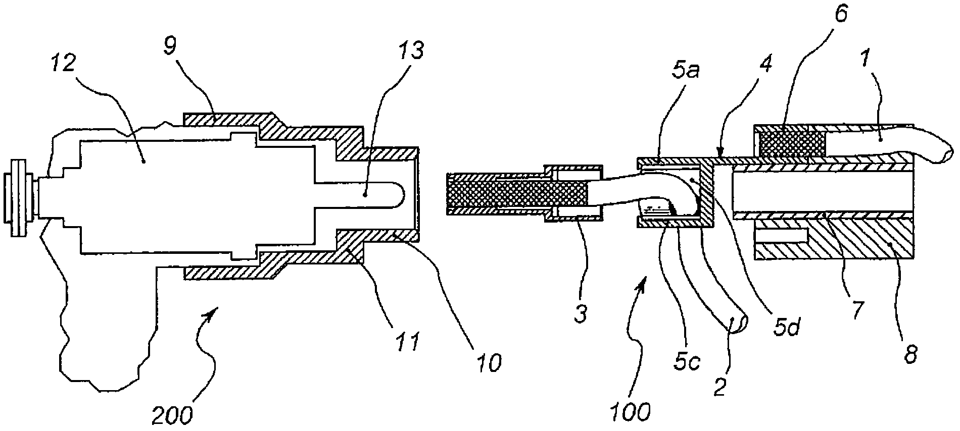 Electrical connection for connecting a thermocouple to the magnet assembly of a safety cock for gas supply