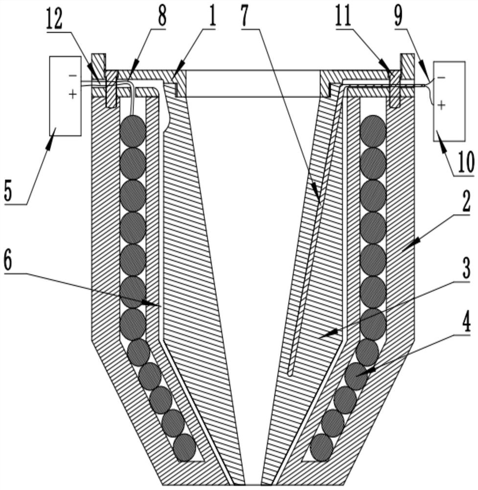 Electromagnetic induction annular heating laser cladding nozzle device and laser cladding device