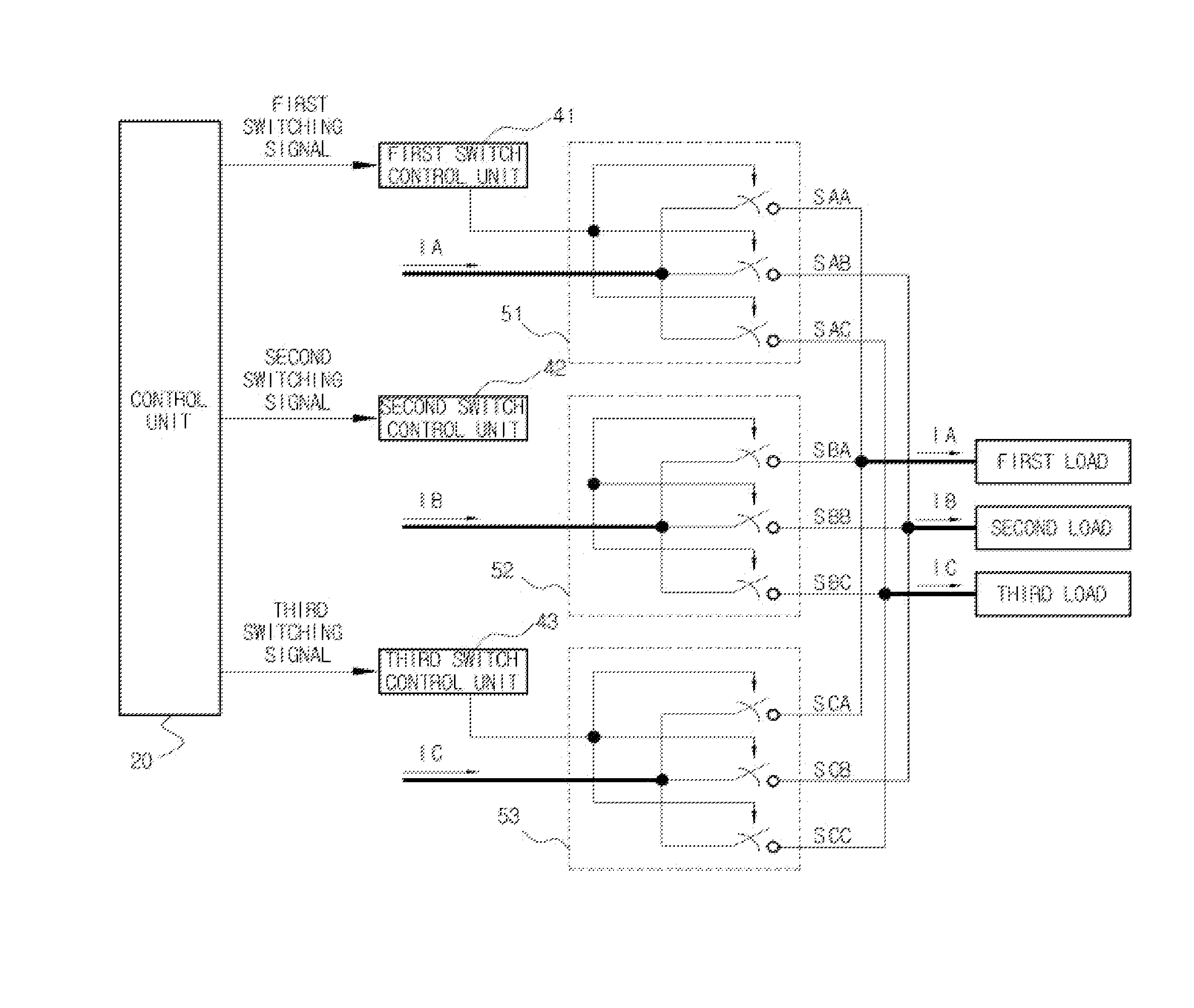 Apparatus and method for reducing neutral line current using load switching method