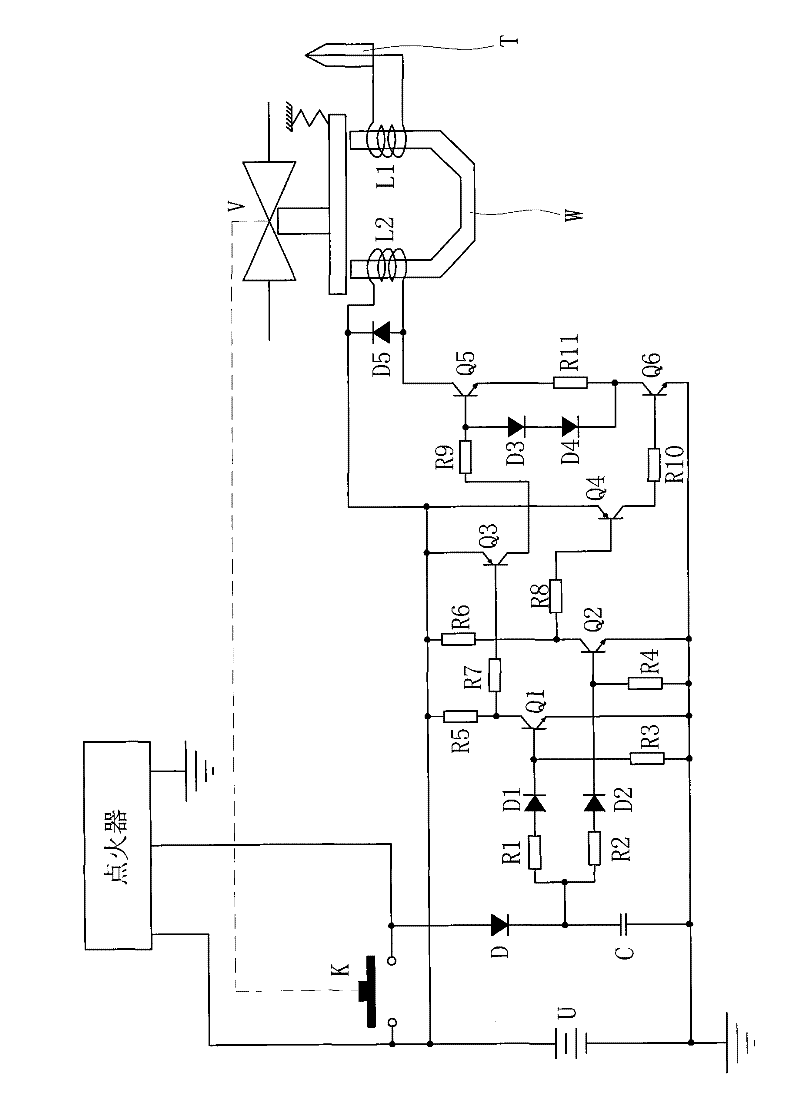 Control circuit of quick ignition device of gas cooker