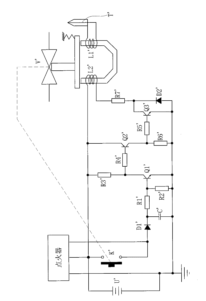 Control circuit of quick ignition device of gas cooker