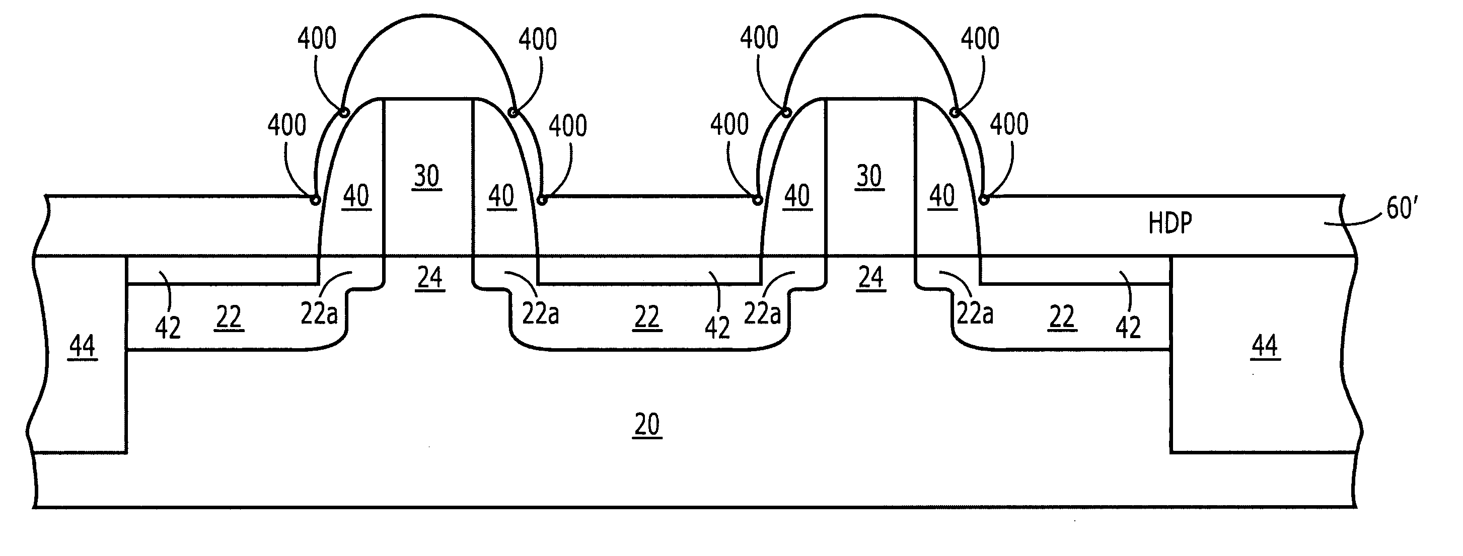 HDP/PECVD methods of fabricating stress nitride structures for field effect transistors, and field effect transistors so fabricated