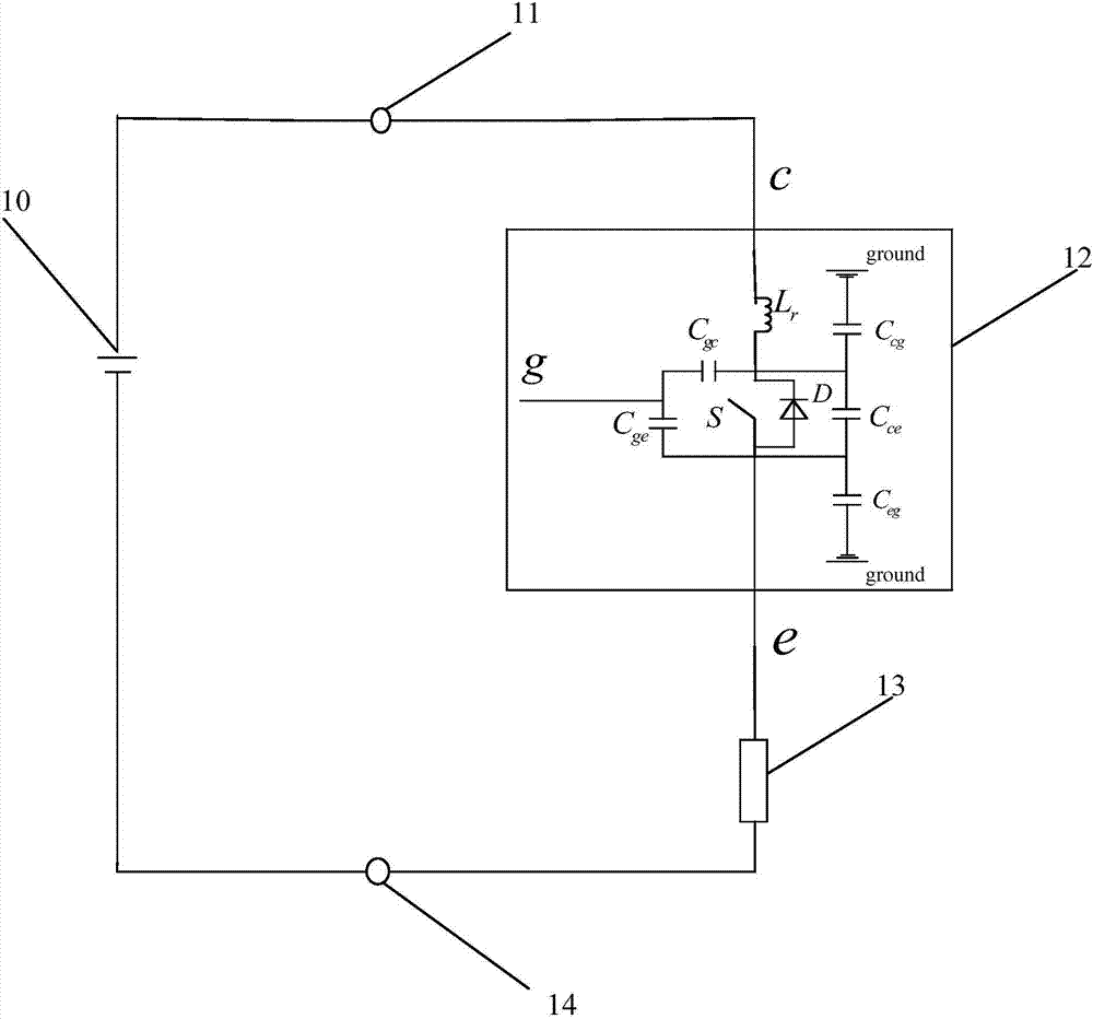 Electronic power switching element IGBT high frequency model parasitic parameter acquiring method