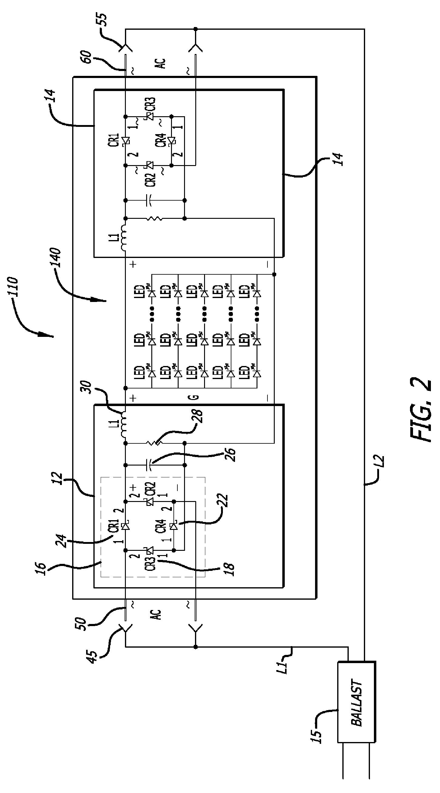 Fluorescent Light Fixture Assembly with LED Lighting Element and Converter Modules