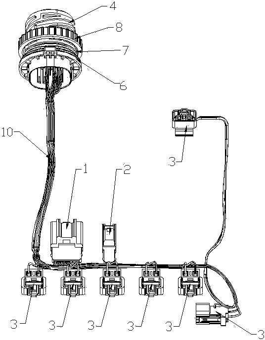 Wiring harness connector of gearbox
