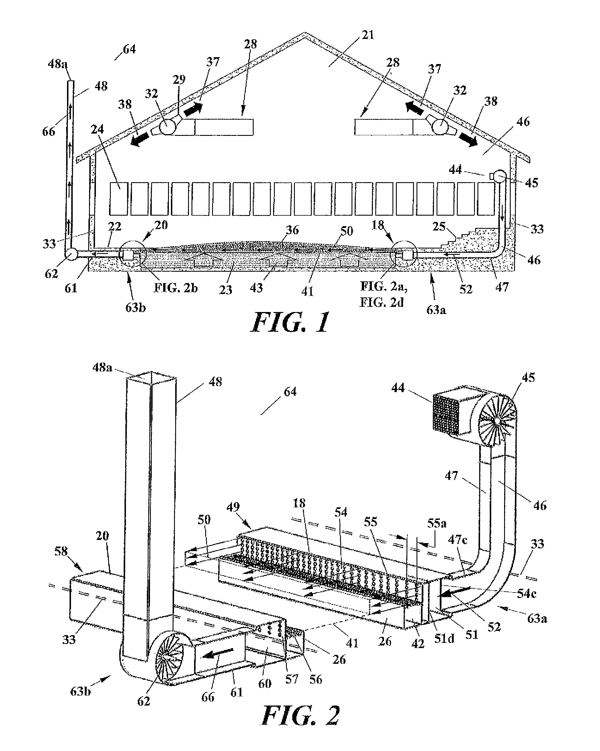 Self-contained system for scavenging contaminated air from above the water surface of an indoor swimming pool