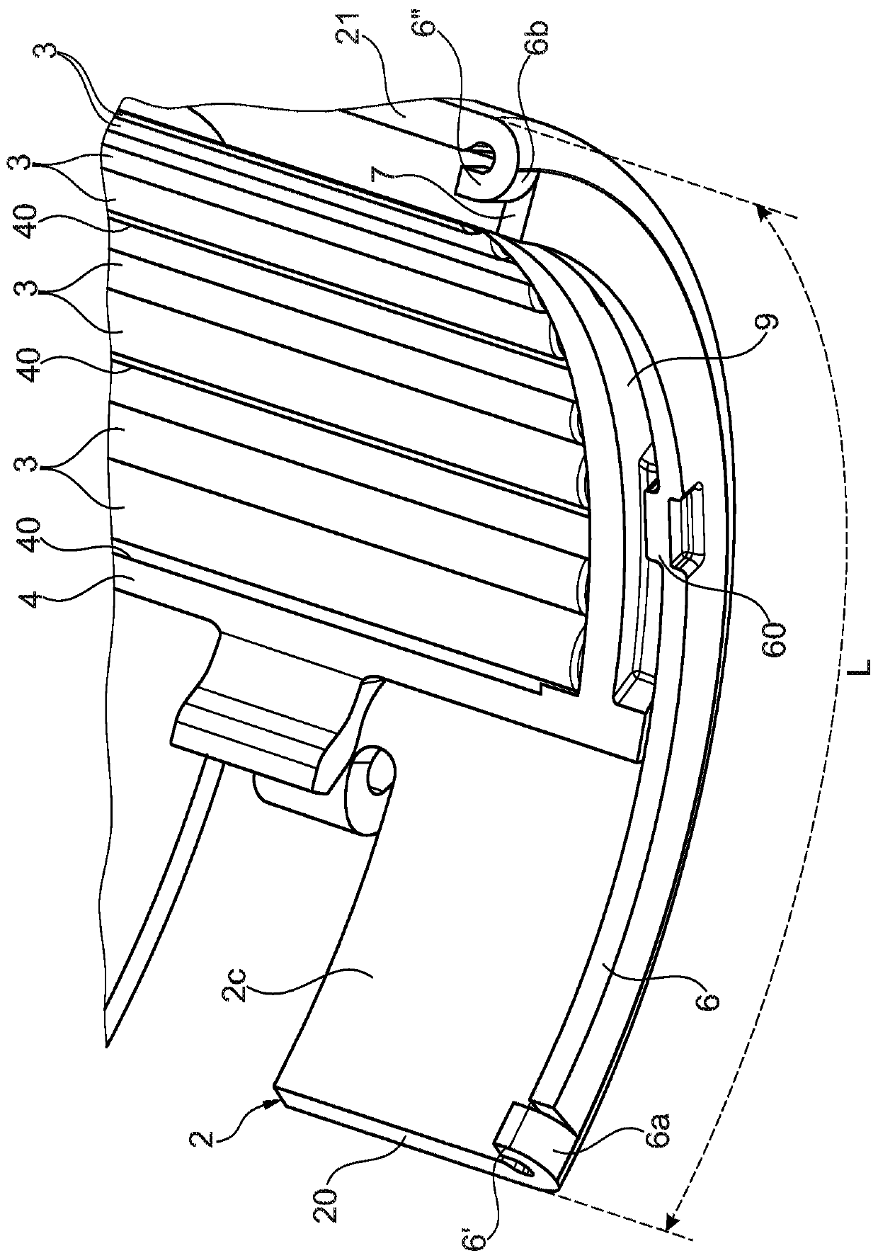 Segmented rolling bearing and disc brake equipment