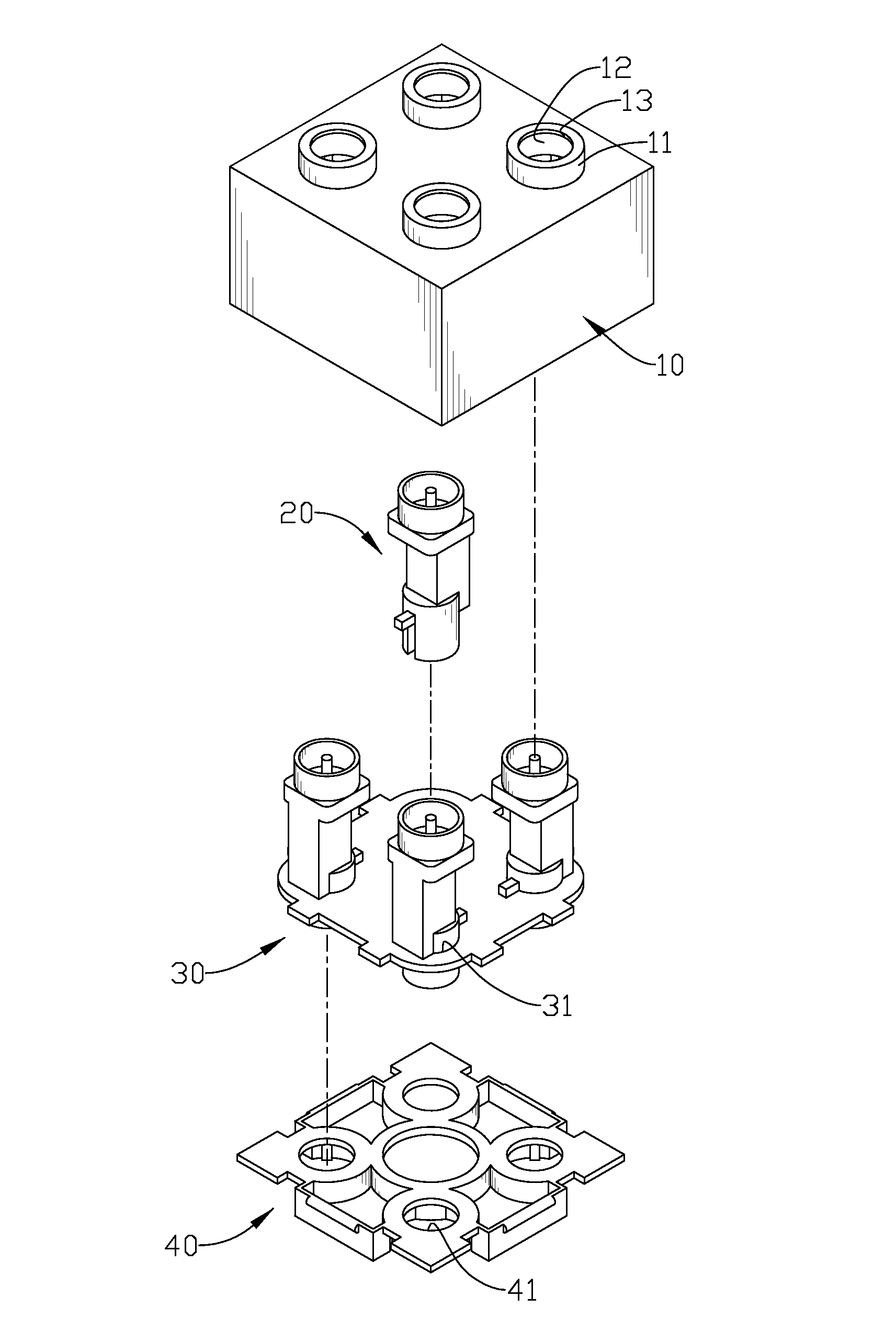 Modularized contact type of conductive building block
