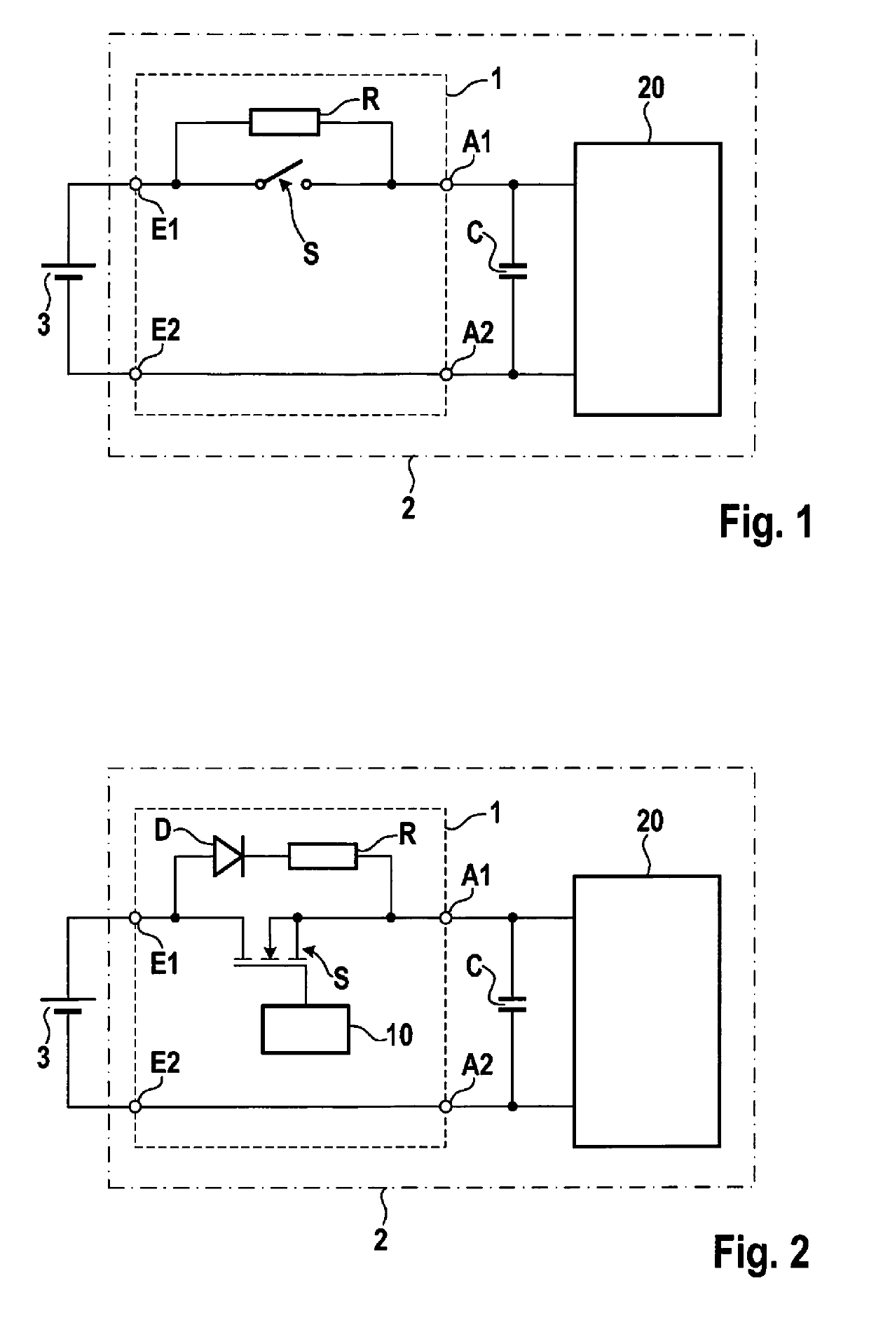 Circuit system for coupling an electrical control unit to a voltage supply, and electrical control unit