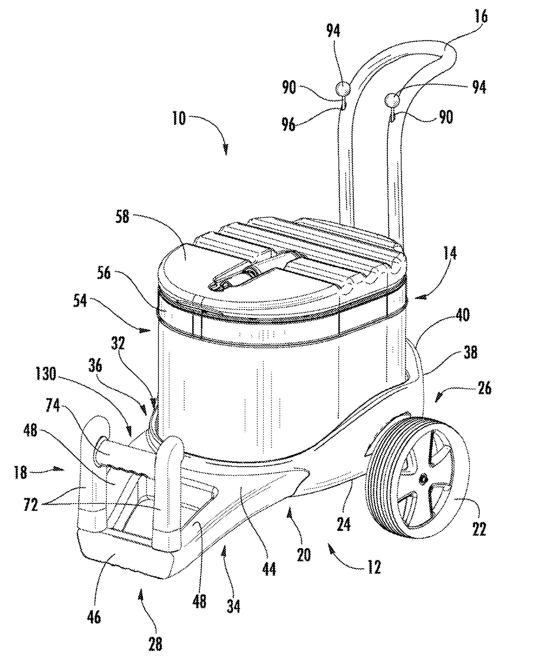Travel cooler with air pump receiving area