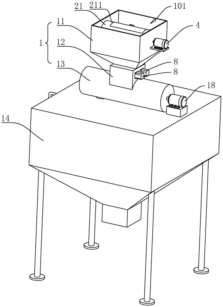 Titanium dioxide smashing device for polyamide fiber and production process of titanium dioxide crushing device