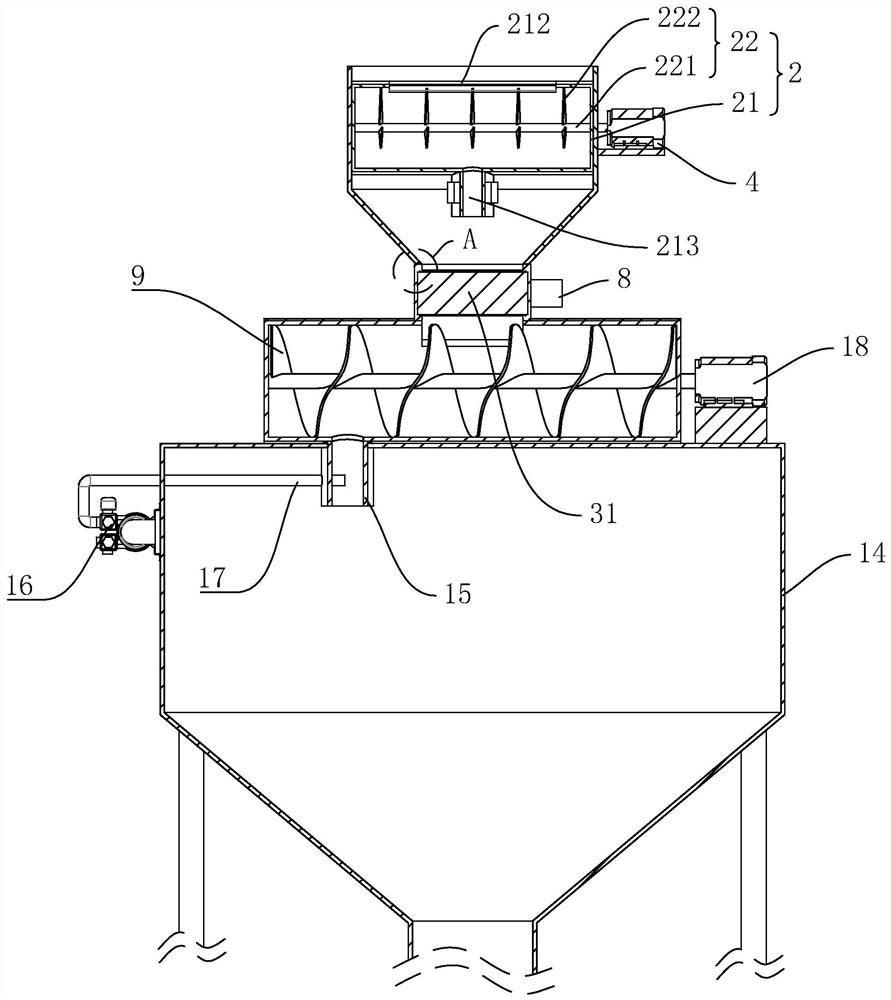 Titanium dioxide smashing device for polyamide fiber and production process of titanium dioxide crushing device