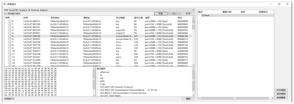 Power control protection industrial control protocol security test method and system