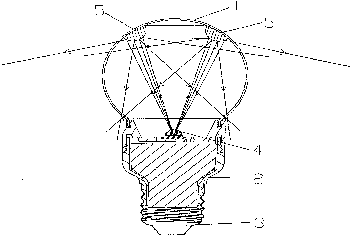 LED light bulb with light on back