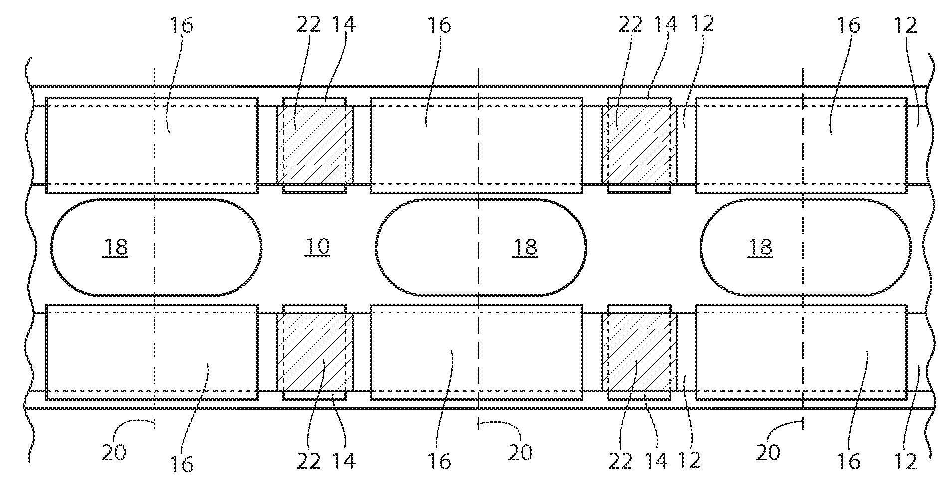 Method for producing absorbent article with stretch film side panel and application of intermittent discrete components of an absorbent article