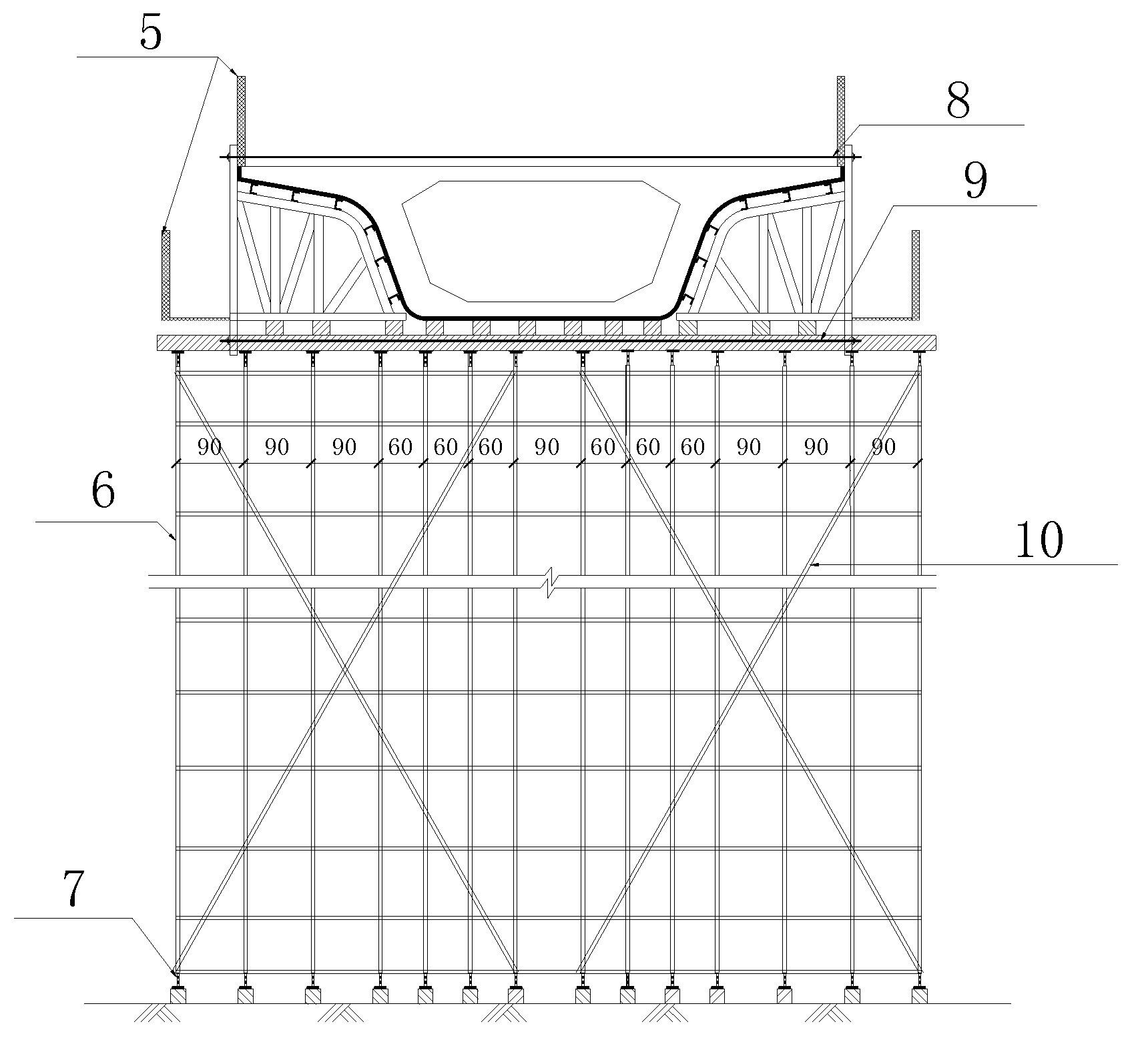Construction method of bridge cast-in-place box beam