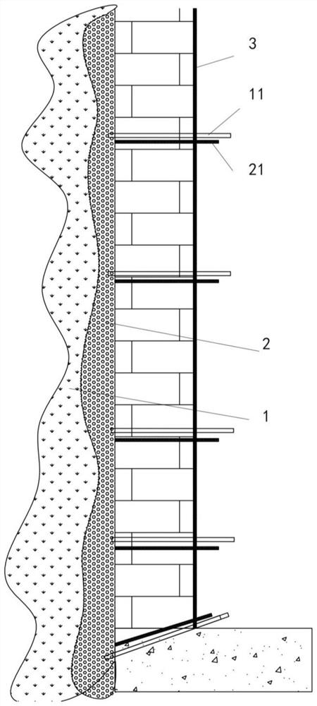 Water stop structure for water leakage maintenance of brick-concrete masonry structure and construction method