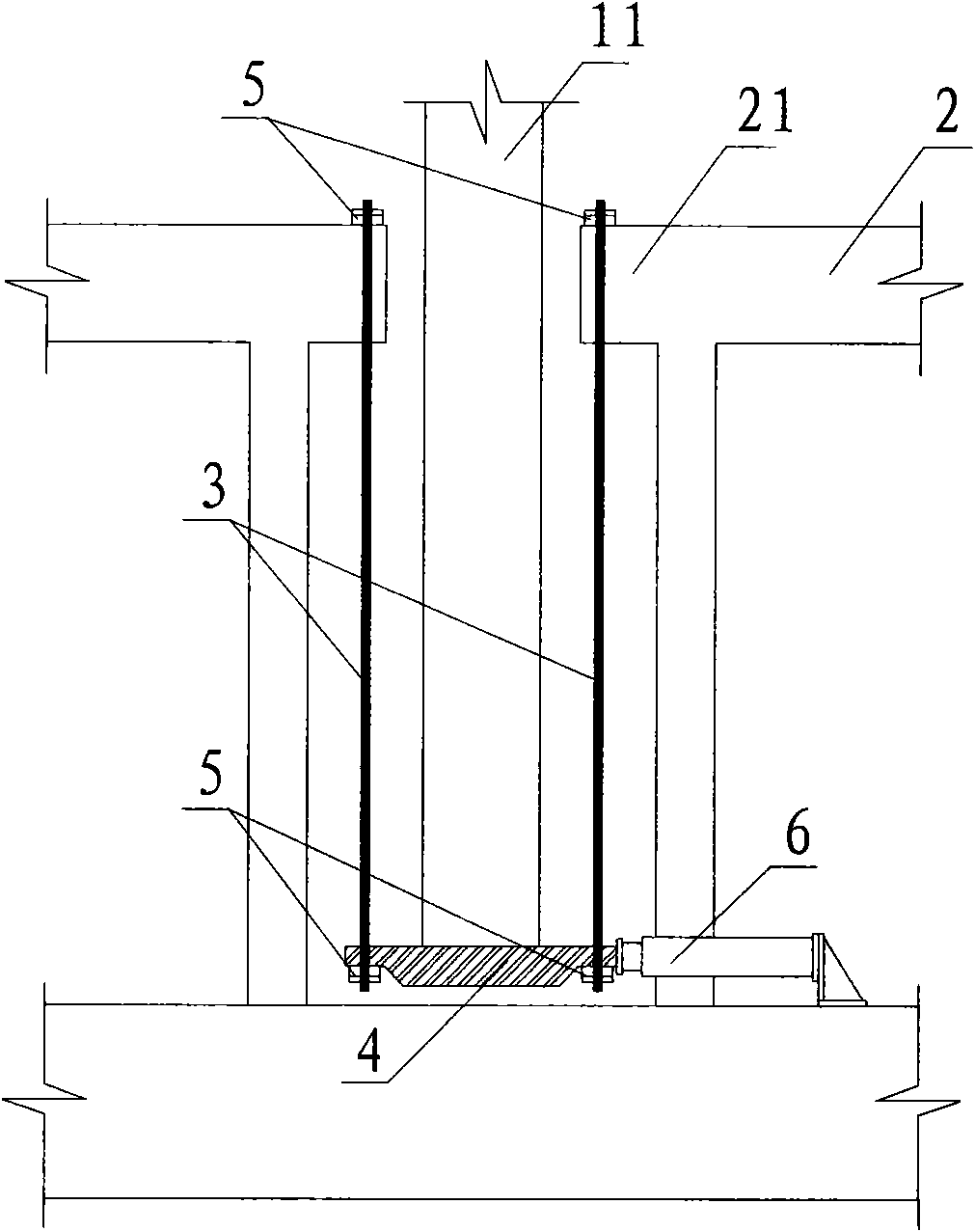 Integral hanging shock insulation building structure