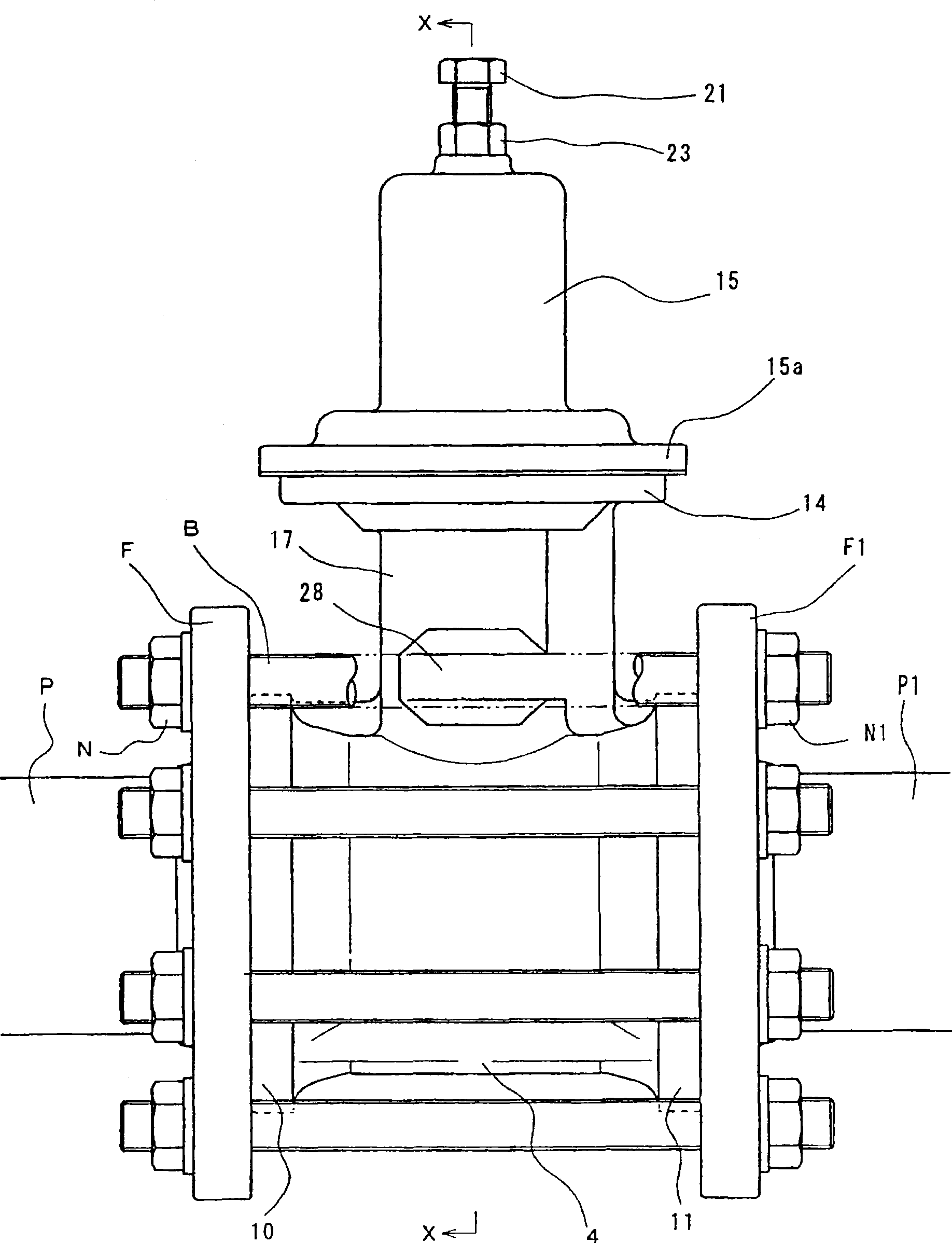 Oppositely clamped type direct-acting valve