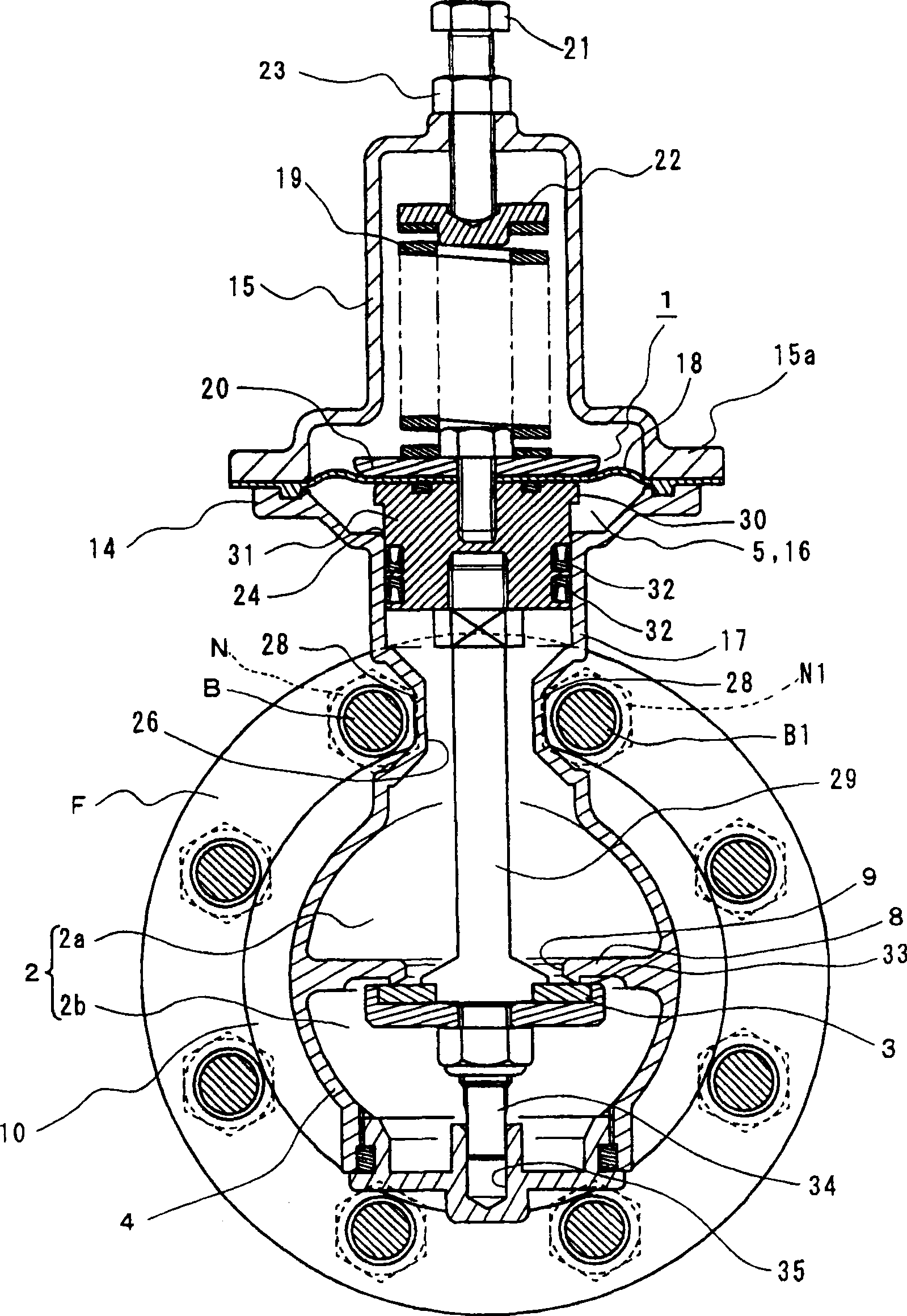 Oppositely clamped type direct-acting valve