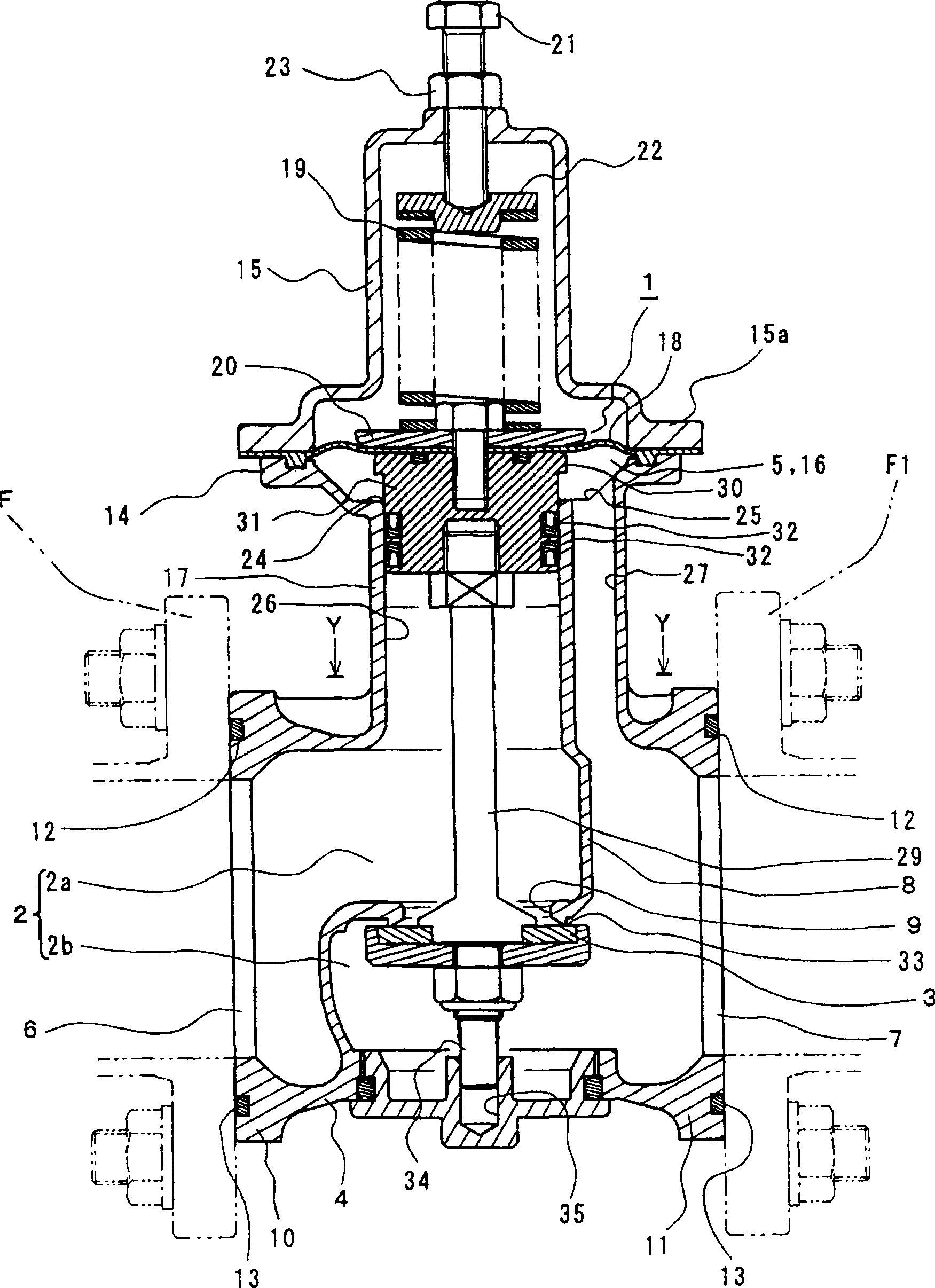 Oppositely clamped type direct-acting valve