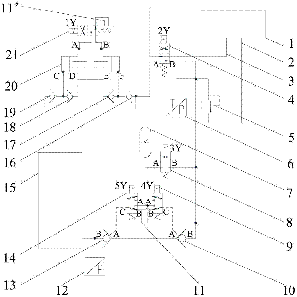 Column circuit and control method of a hydraulic support