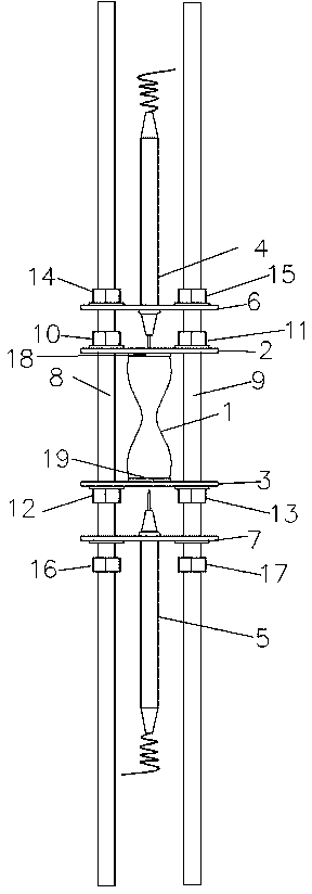 Micro resistor measurement gripper of damage detection of metal materials and usage method thereof