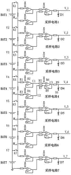 Voltage sampling device, system and method of battery cell of lithium-ion battery pack