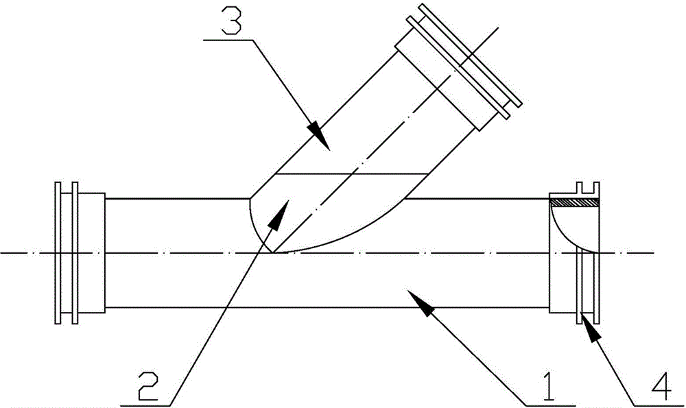 Titanium three-way tube and production method thereof