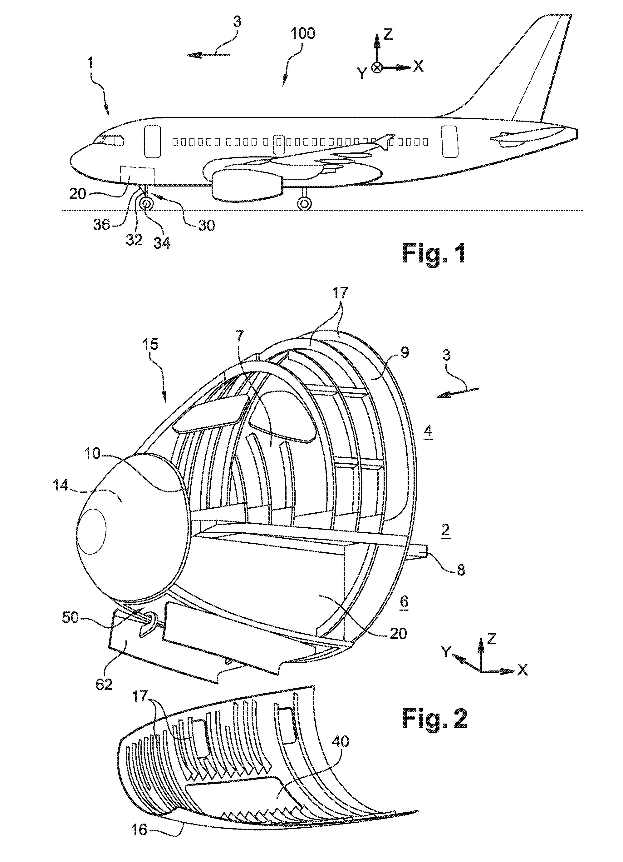 Aircraft nose provided with a connecting frame between the landing gear housing and the outer skin of the fuselage