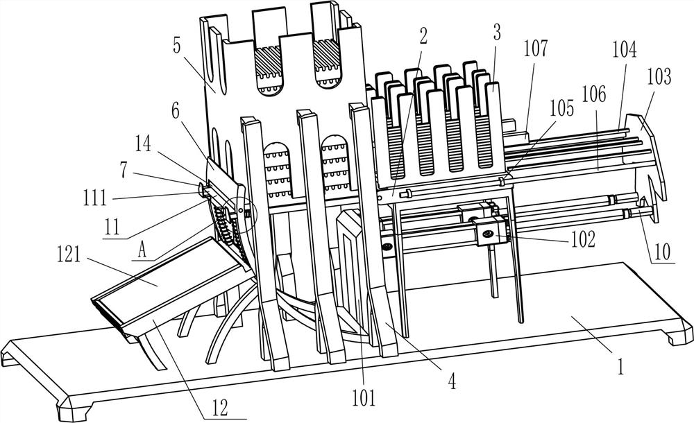 A steel bar installation device for reinforcement of plastic moisture-proof pallets