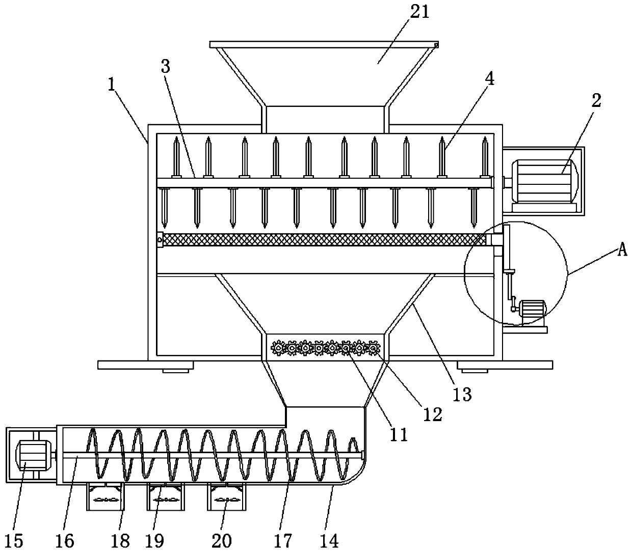 Tartary buckwheat tea crushing and conveying device