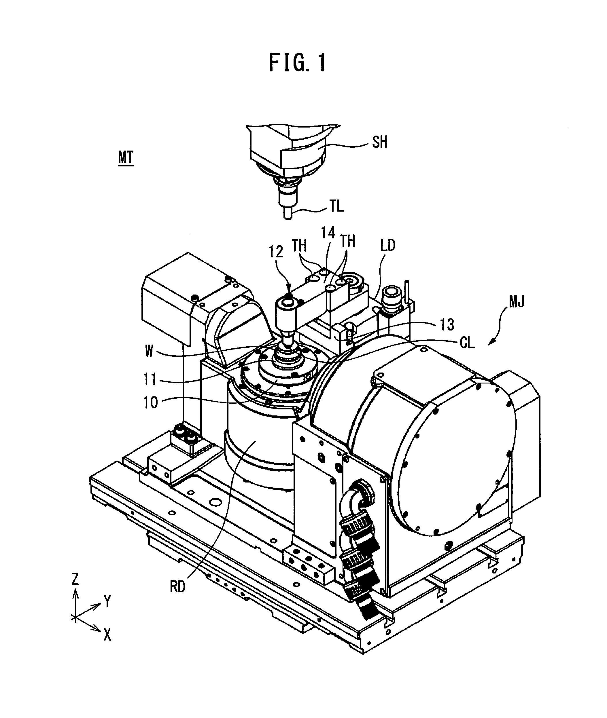 Machining jig for rotatably supporting workpiece with respect to tool of machine tool and machining system