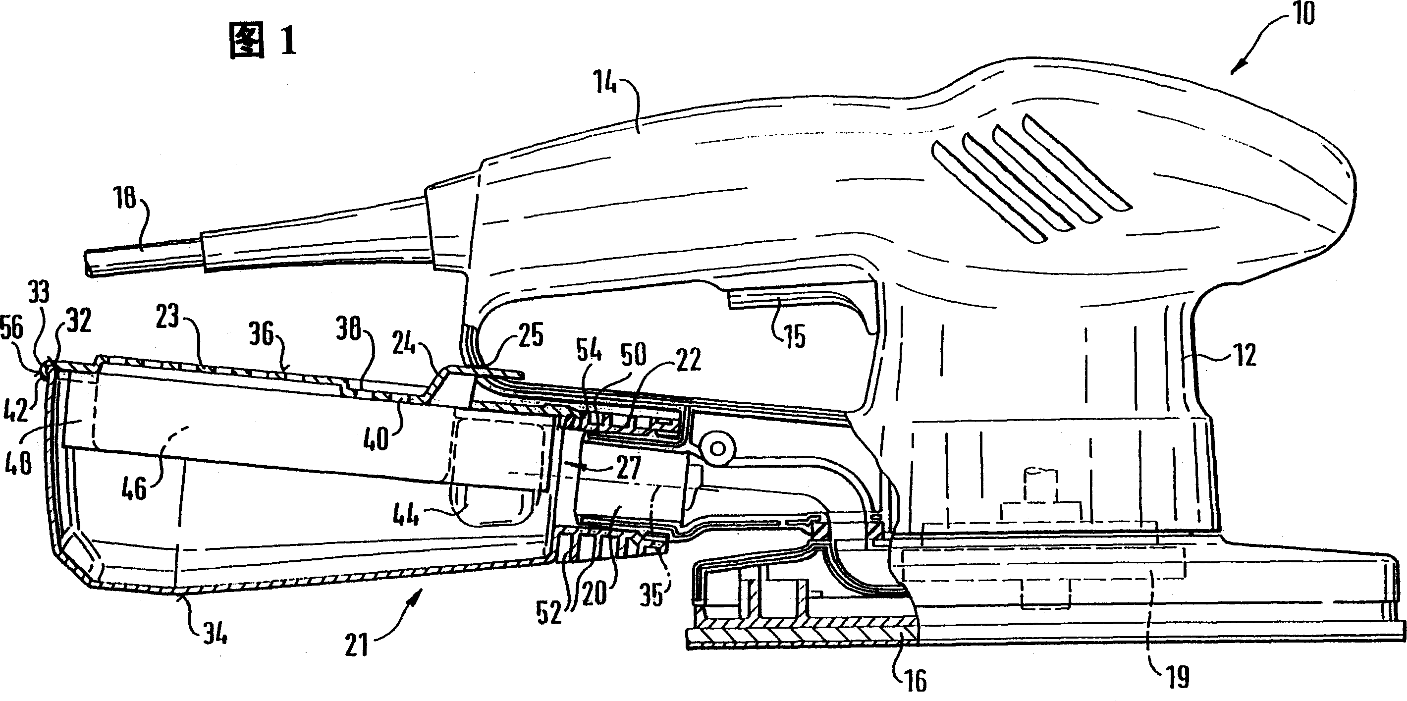 Hand held machine tool with dust extraction