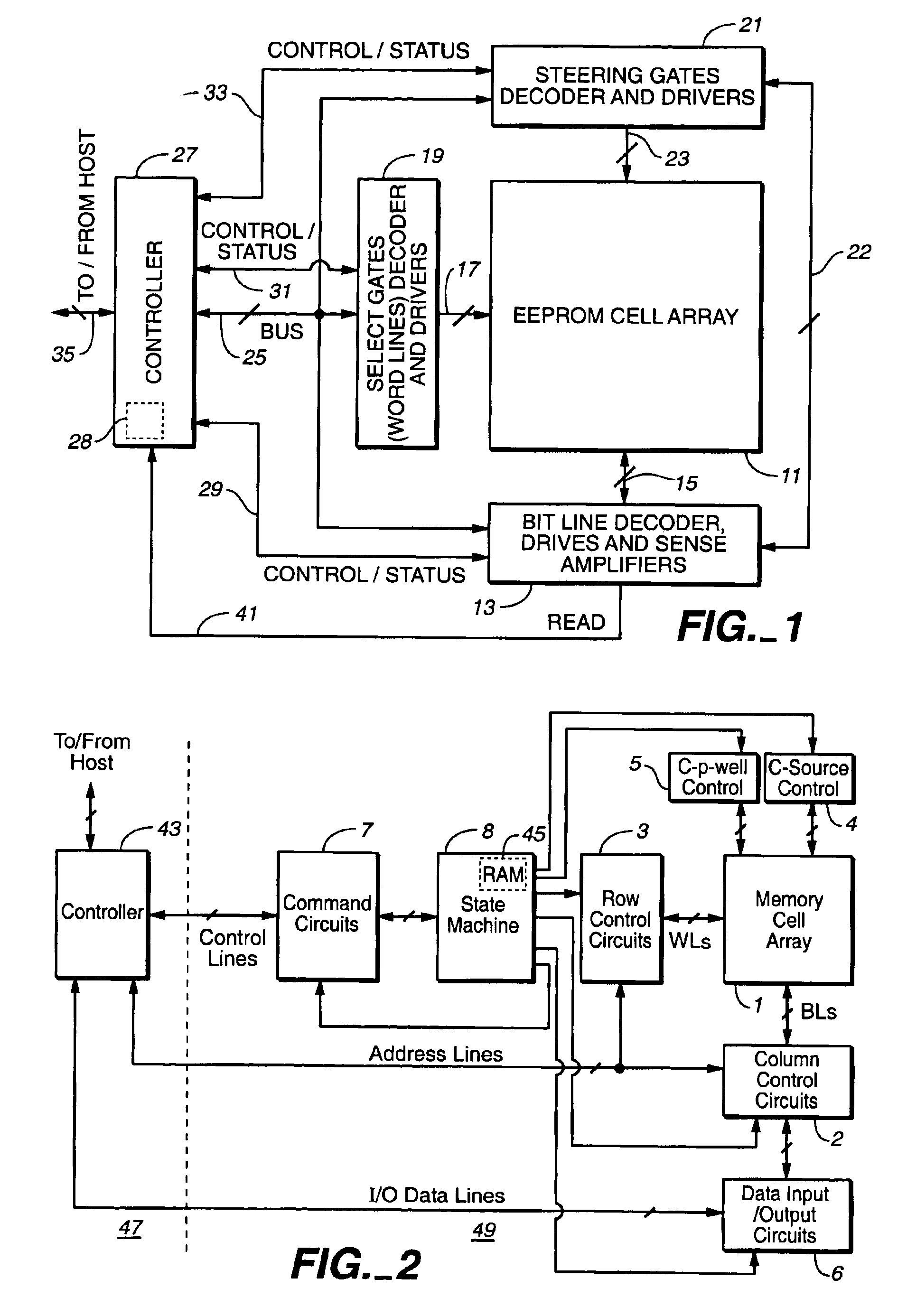 Non-volatile semiconductor memory with large erase blocks storing cycle counts