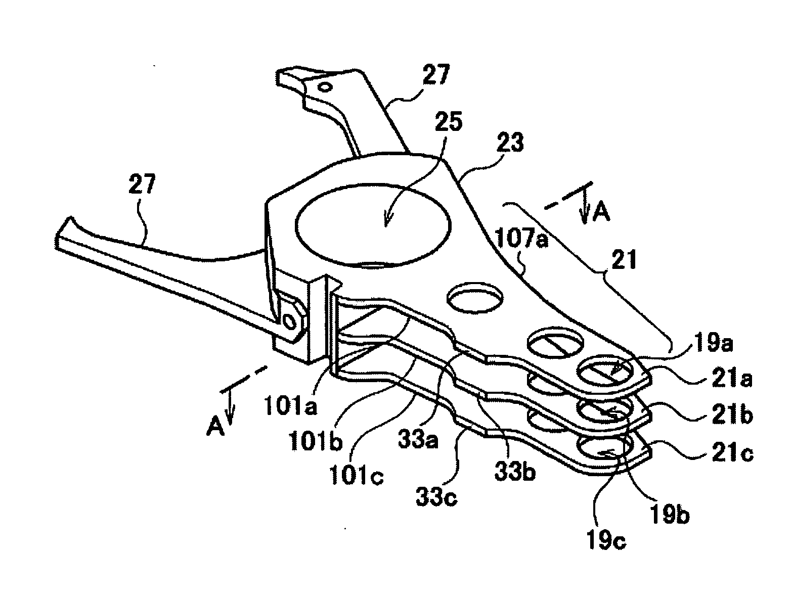 Arm chamfer for comb type actuator in rotating disk storage device and carriage assembly