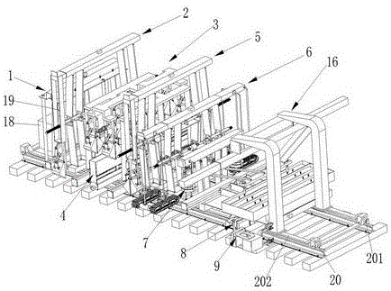 Railway sleeper replacing machine with device capable of synchronously assembling and disassembling four nuts of railway sleepers