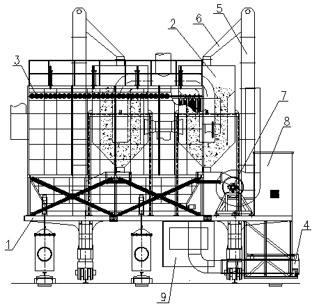 Fume-elimination/dust-removal car at furnace top