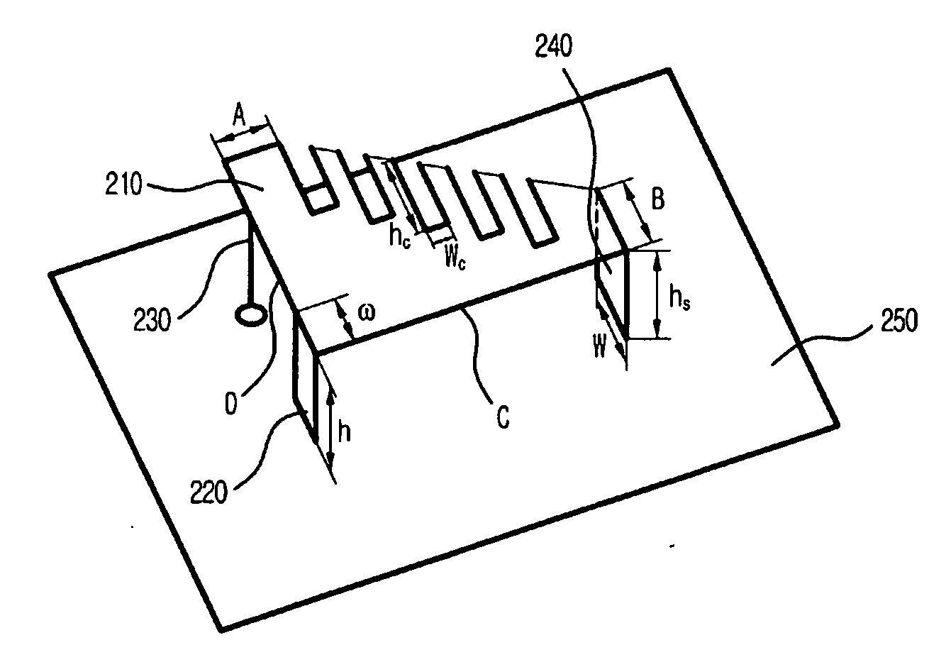 Planar inverted f antenna tapered type pifa with corrugation