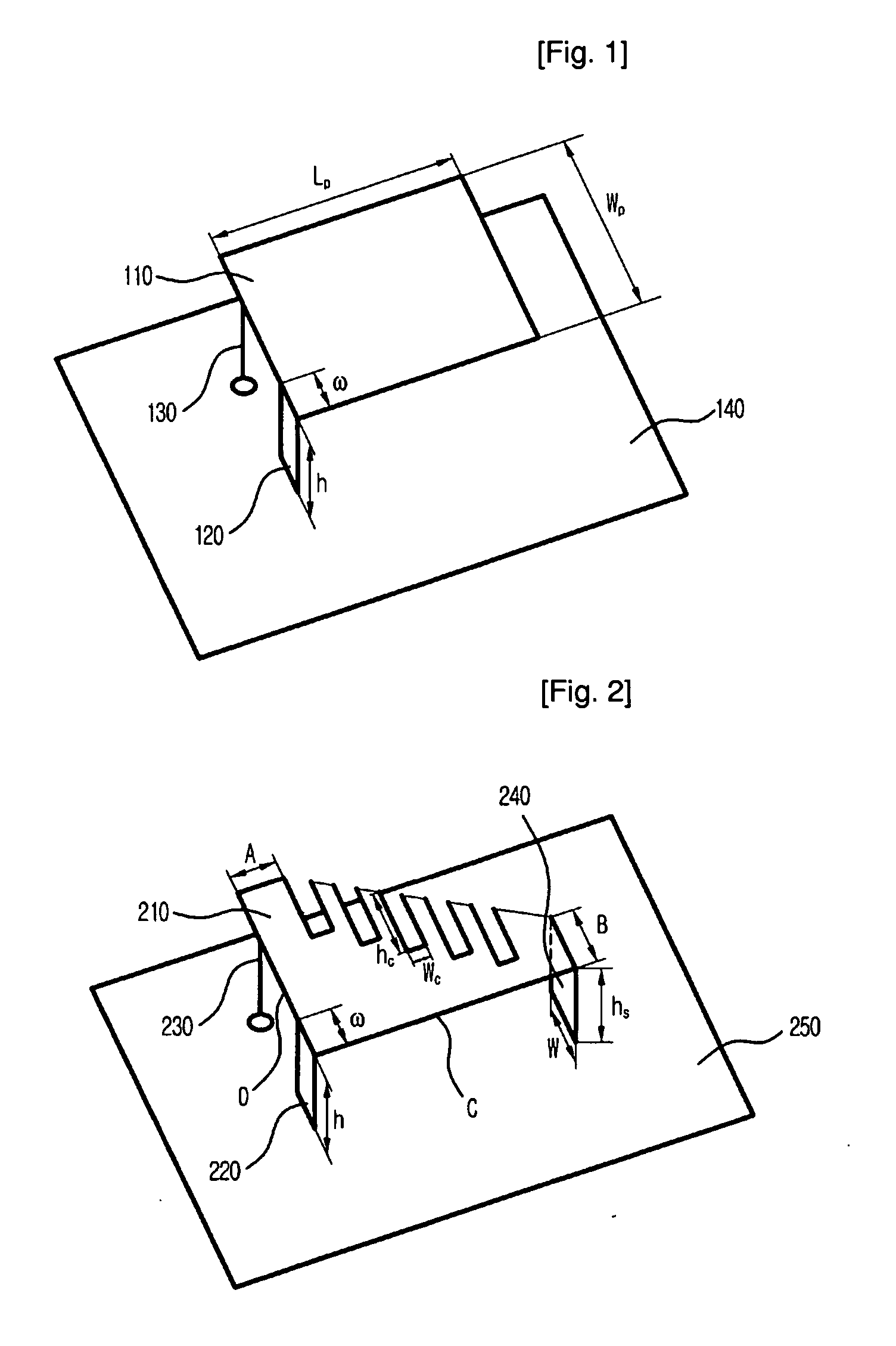 Planar inverted f antenna tapered type pifa with corrugation
