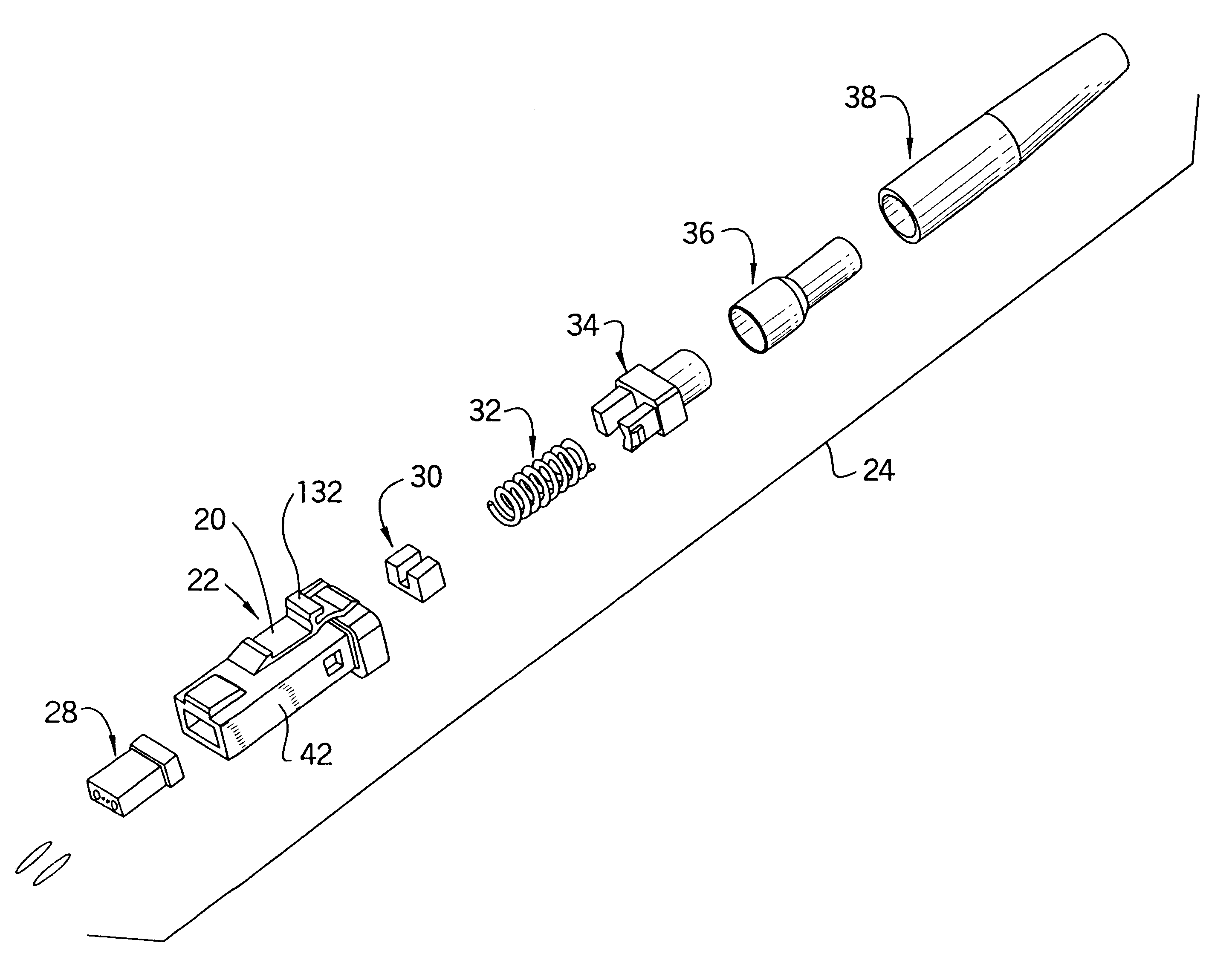 Plug housing with attached cantilevered latch for a fiber optic connector