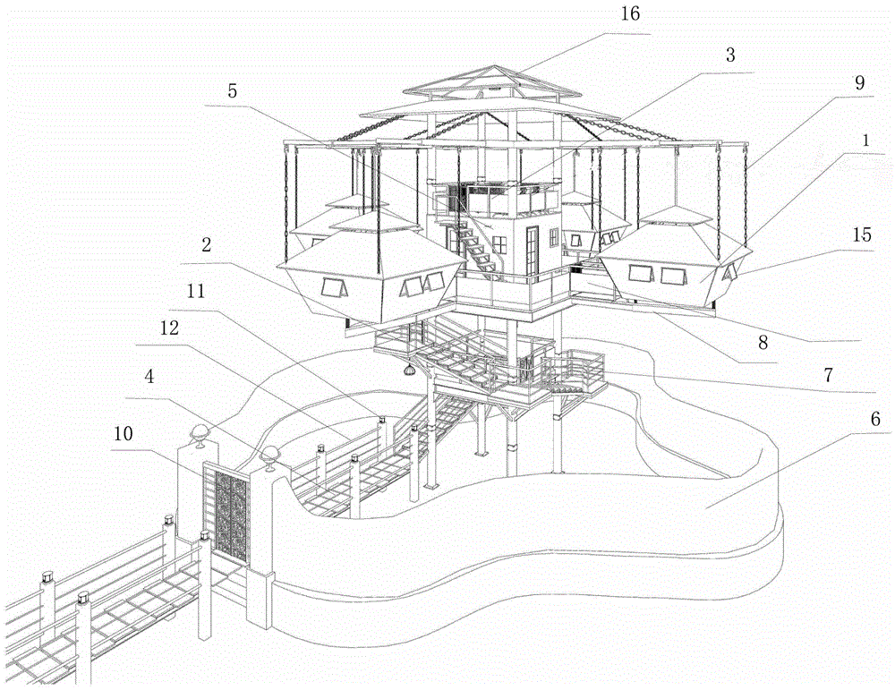 All-terrain movable combined suspended house in the air