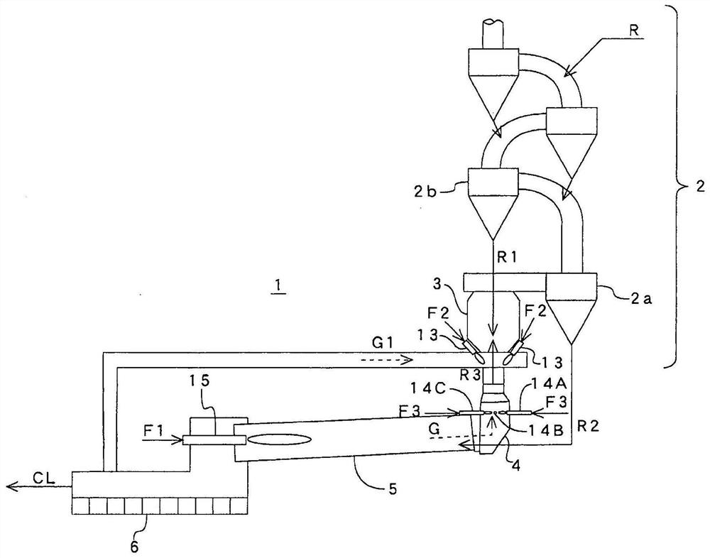 Cement firing device and cement kiln exhaust gas denitrification method