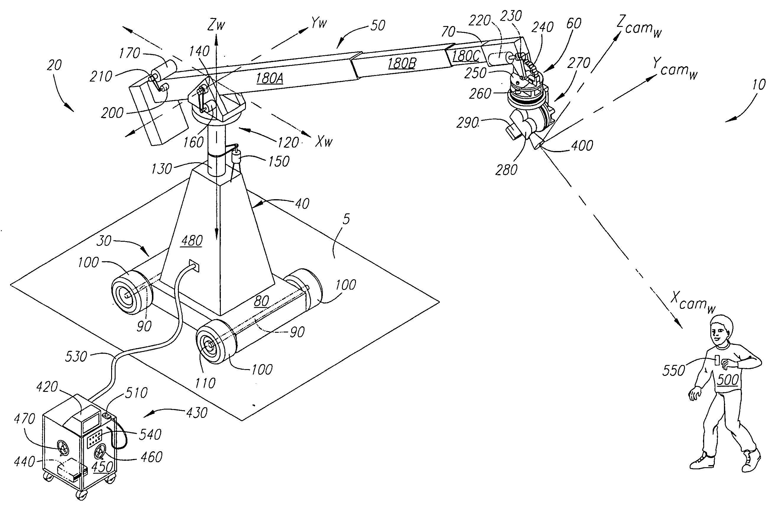 Automatic pan and tilt compensation system for a camera support structure