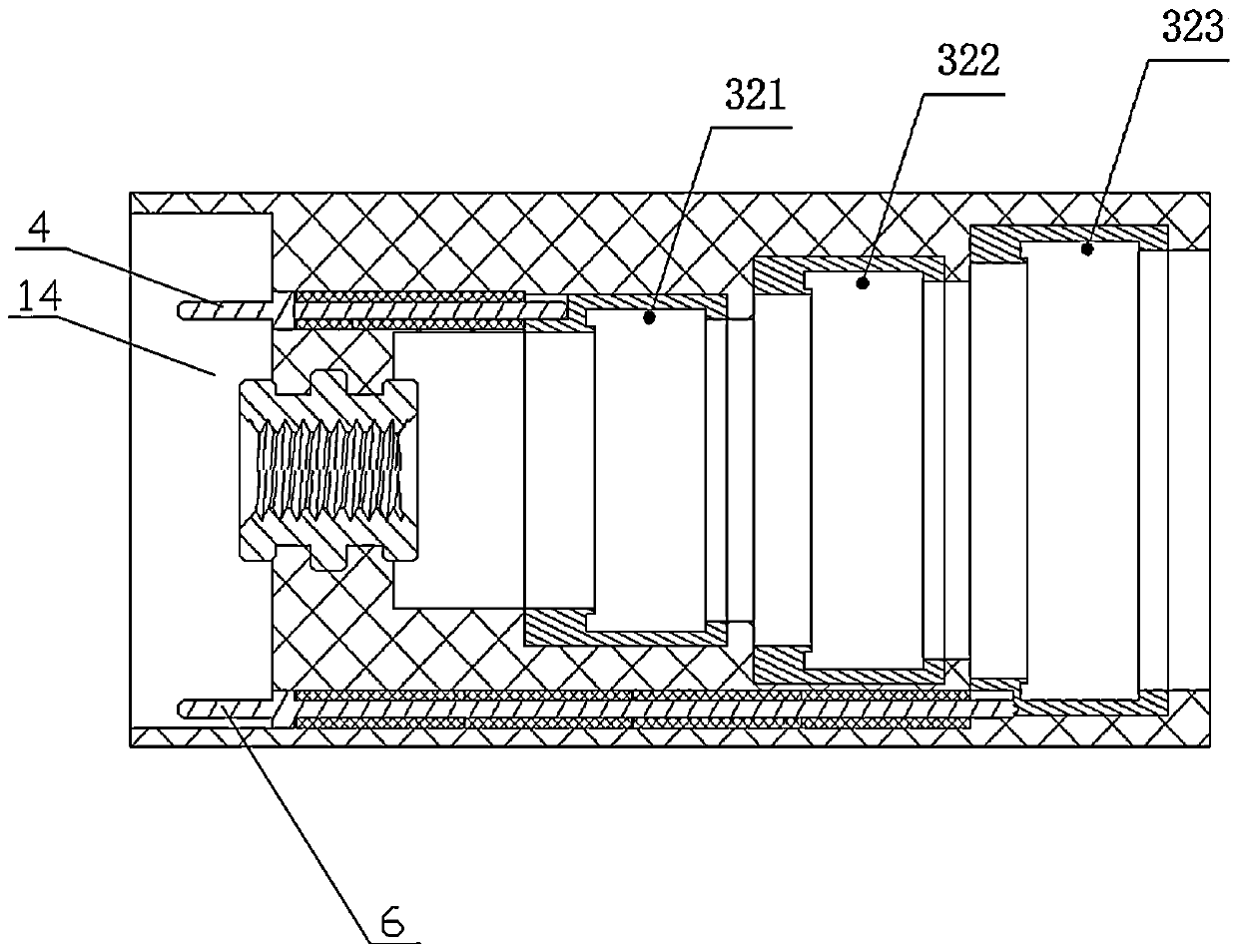 Multi-core coaxial injection molding type electric connector socket