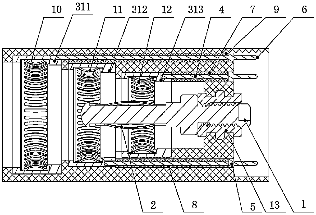 Multi-core coaxial injection molding type electric connector socket