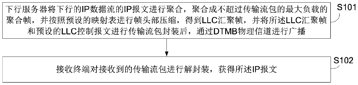 IP transmission method and system based on DTMB