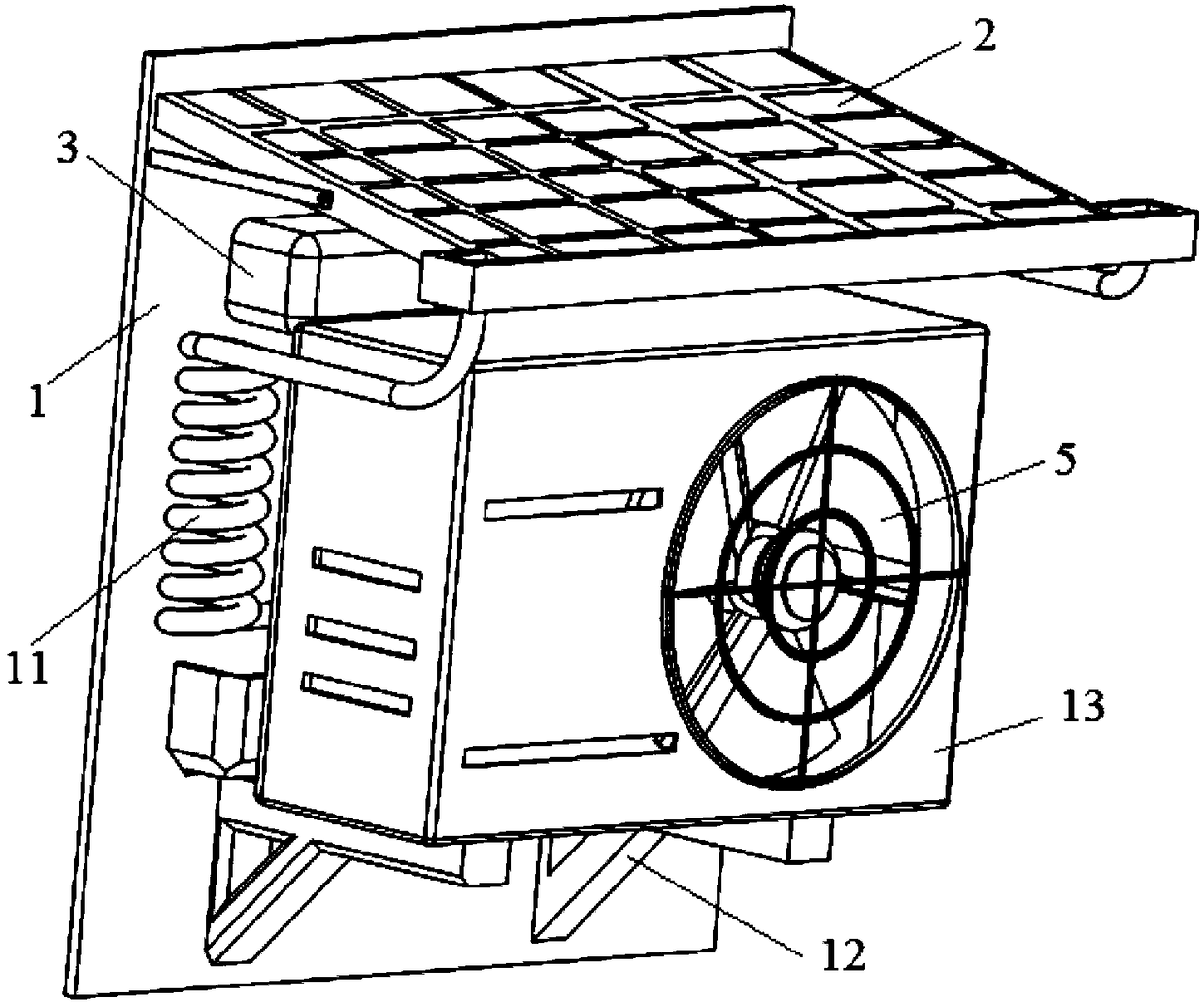 Self-powered heat dissipation shell of air conditioner outdoor unit